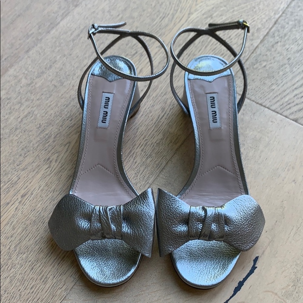 Miu Miu metallic bow heels